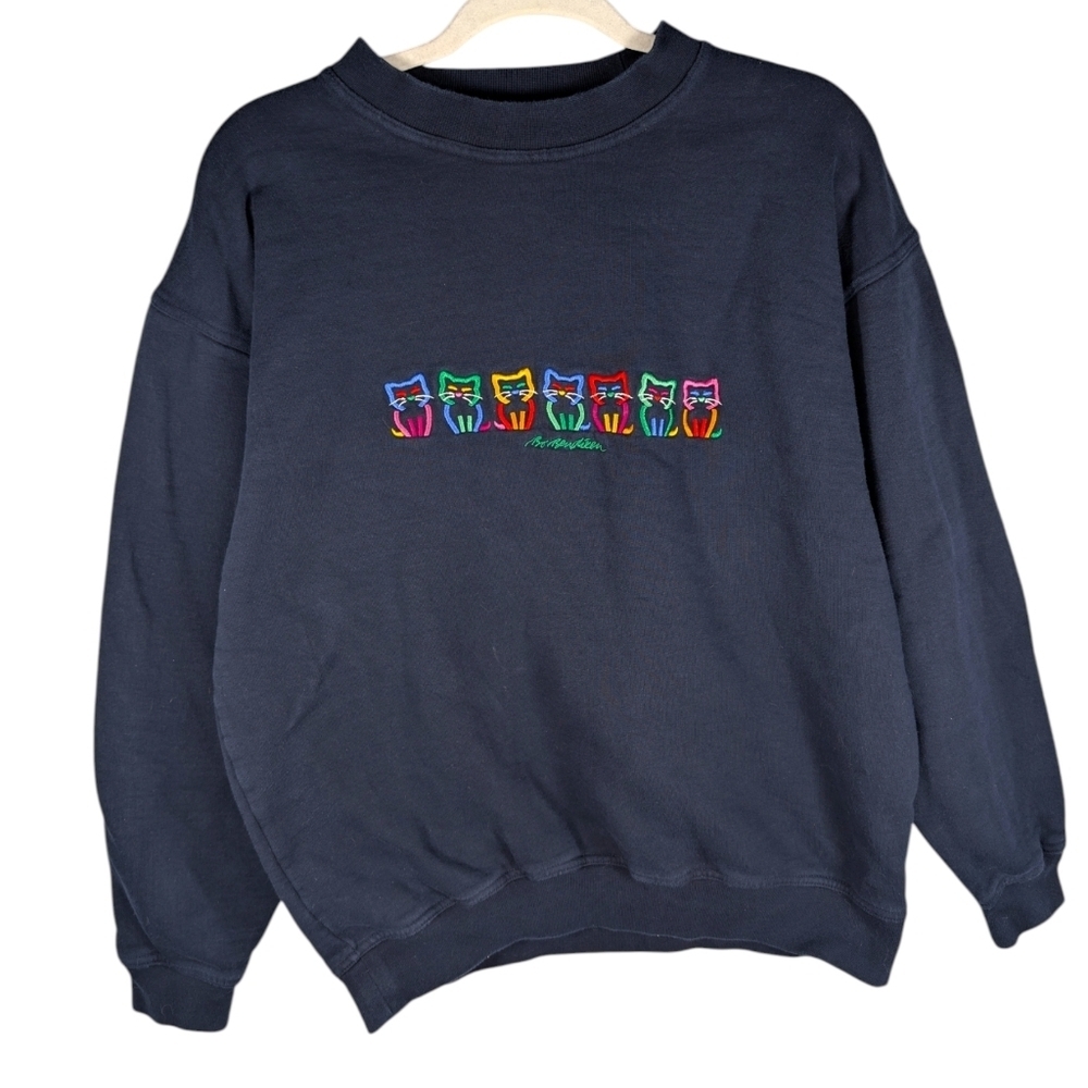 Bo Bendixen Rainbow Cats Kitty Art Crewneck Sweater Size Woman's Medium